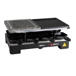 Alpina Gourmetstel, Bakplaat en Steengrill - 8 Pannetjes - 8 Spatels - 1200-1400 Watt - Thermostaat