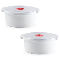 Set van 2x stuks magnetron voedsel opwarm container/schaal van 3 liter 25 x 23 x 10 cm - Magnetrondeksel