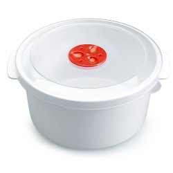 Magnetron voedsel opwarm potje/bakje 2 liter met speciale deksel - Magnetrondeksel