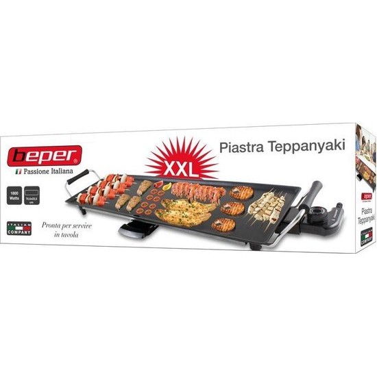 Beper 90.386 - Elektrische Teppanyaki Grill XL - Anti-aanbaklaag - Zwart